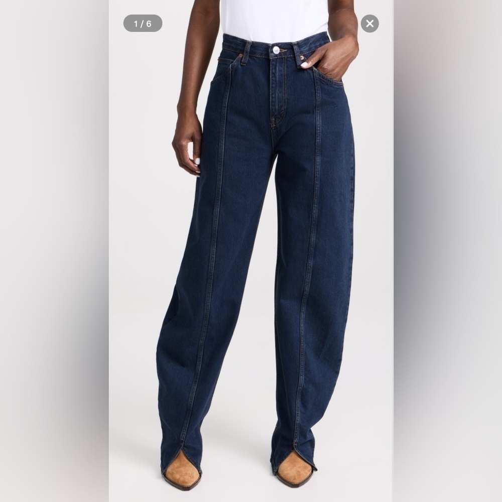NWT Re/Done Tailored Ultra High Rise Barrel Jeans Size 31 Color: Bespoke
